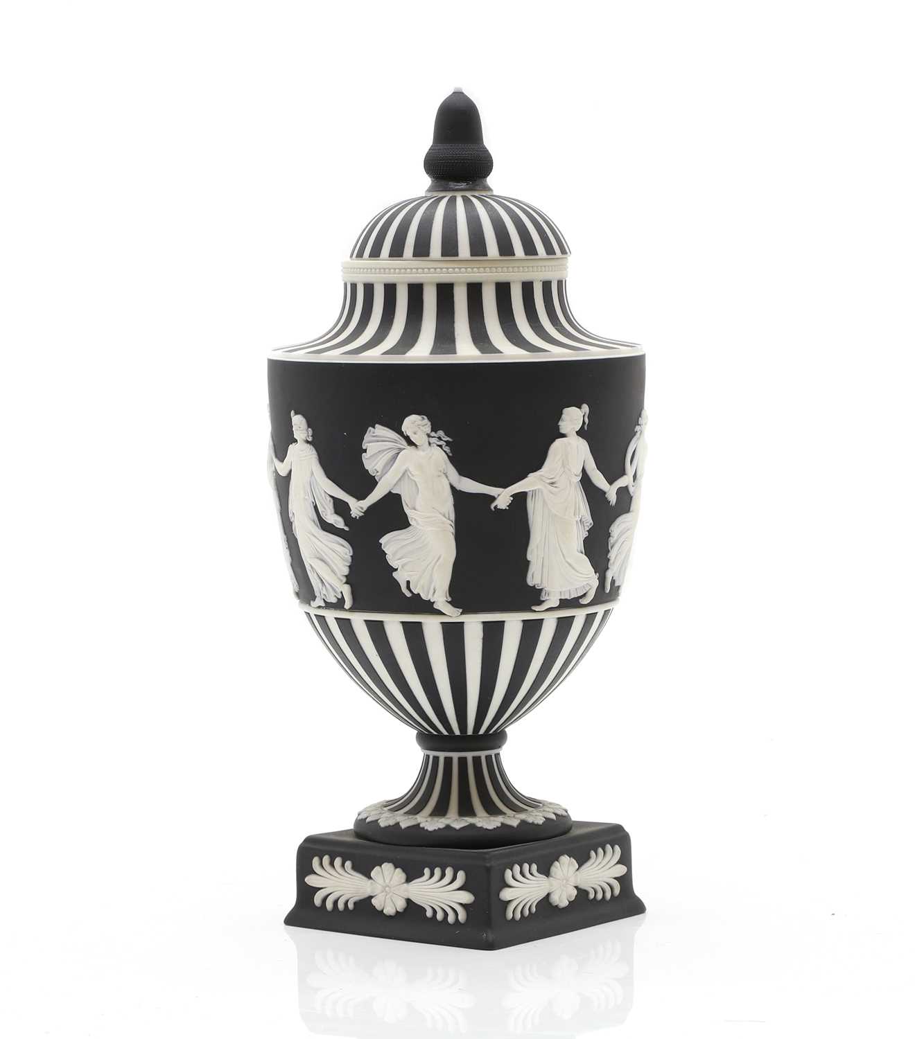 Lot 322 - A Wedgwood 'Dancing Hours' jasperware urn