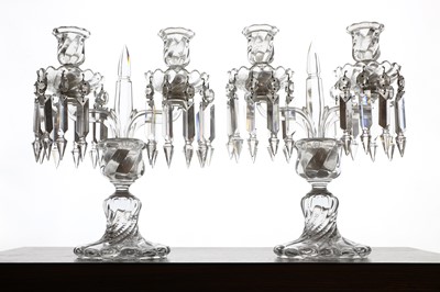 Lot 201 - A pair of Baccarat glass candelabra