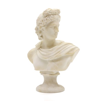 Lot 464 - An alabaster bust of Apollo of Belvedere