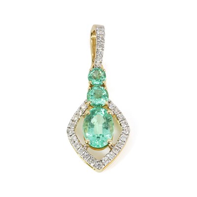 Lot 233 - An 18ct gold emerald and diamond pendant