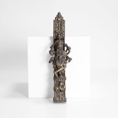 Lot 232 - A Nepalese architectural bronze model of a temple pier