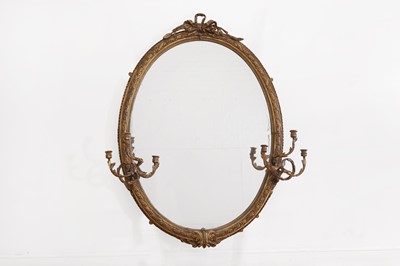 Lot 161 - A large carved giltwood and gesso girandole mirror