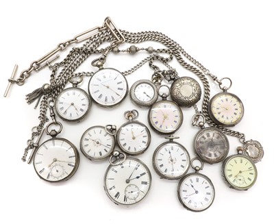 Lot 15 - A group of twelve silver pocket and fob watches