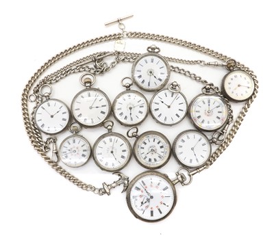 Lot 19 - A group of twelve silver pocket and fob watches