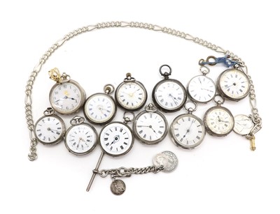 Lot 3 - A group of twelve silver pocket and fob watches