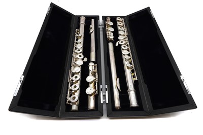 Lot 223 - Two Trevor J. James silver plated flutes