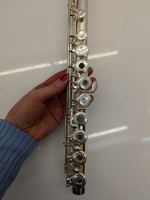Lot 223 - Two Trevor J. James silver plated flutes