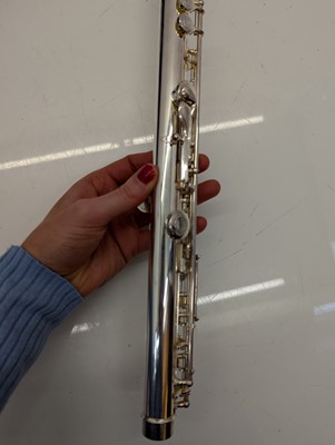 Lot 223 - Two Trevor J. James silver plated flutes