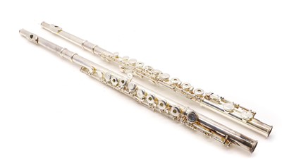 Lot 223 - Two Trevor J. James silver plated flutes