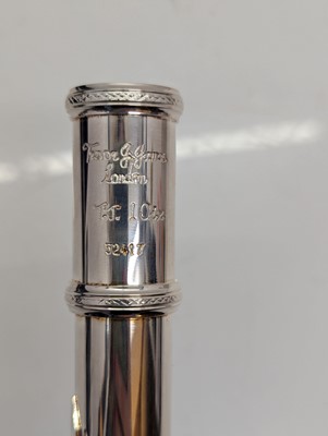 Lot 223 - Two Trevor J. James silver plated flutes