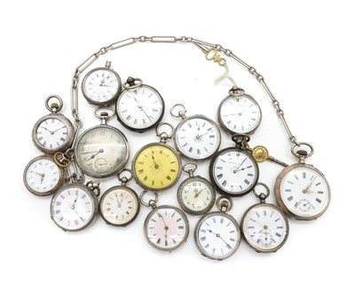 Lot 12 - A group of sixteen silver pocket and fob watches