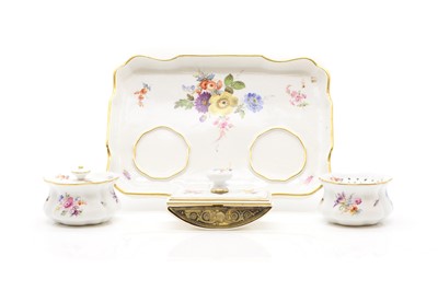 Lot 72 - A Meissen porcelain desk stand