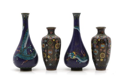 Lot 220 - A pair of Japanese cloisonné vases