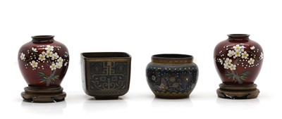 Lot 213 - A pair of Japanese cloisonné jars