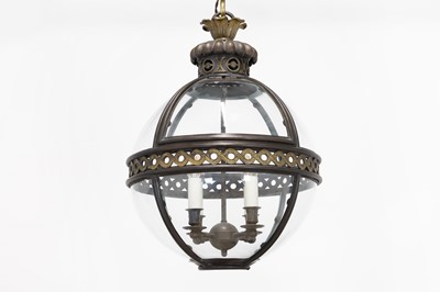 Lot 95 - A pair of bronze, gilt-brass and glass 'Original' globe lanterns by Jamb London