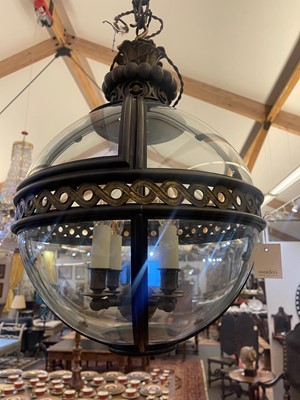 Lot 95 - A pair of bronze, gilt-brass and glass 'Original' globe lanterns by Jamb London