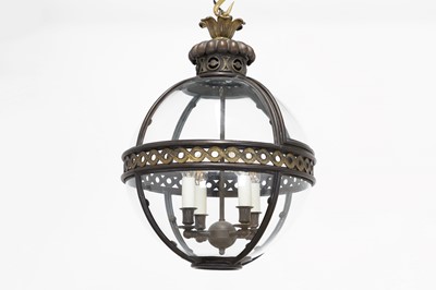 Lot 95 - A pair of bronze, gilt-brass and glass 'Original' globe lanterns by Jamb London