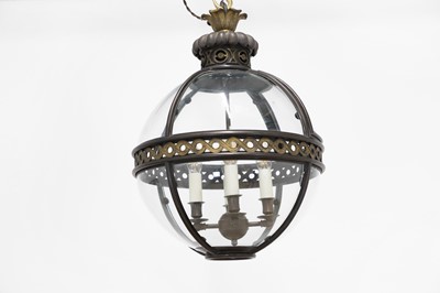 Lot 95 - A pair of bronze, gilt-brass and glass 'Original' globe lanterns by Jamb London