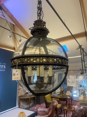 Lot 95 - A pair of bronze, gilt-brass and glass 'Original' globe lanterns by Jamb London