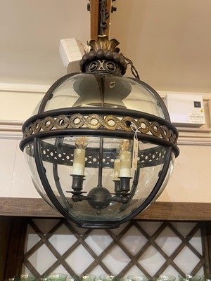 Lot 95 - A pair of bronze, gilt-brass and glass 'Original' globe lanterns by Jamb London