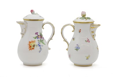 Lot 70 - Two Meissen porcelain hot water pots and covers