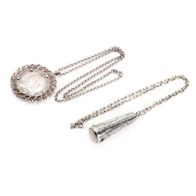 Lot 1338 - Two silver necklaces