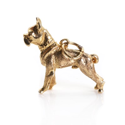 Lot 1079 - A 9ct gold boxer dog charm or pendant