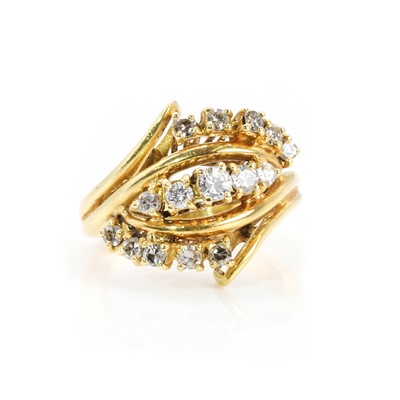 Lot 158 - A three row diamond cluster ring