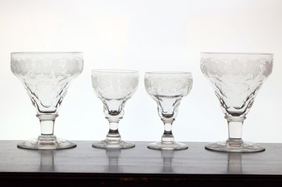 Lot 157 - A set of vine engraved glasses