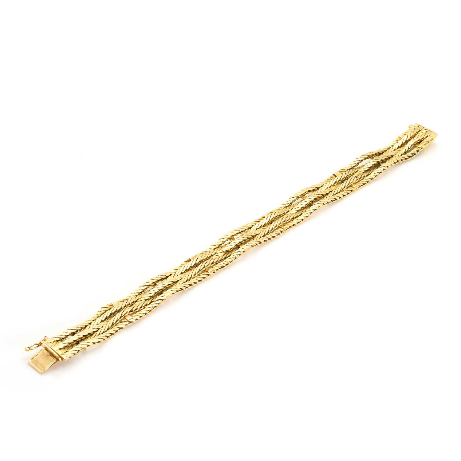 Lot 102 - An Italian five row feather link bracelet, c.1960