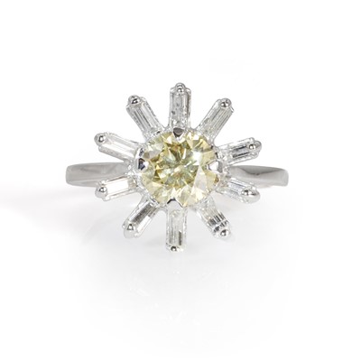 Lot 262 - † A fancy coloured diamond flower head cluster ring