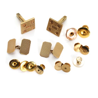 Lot 1348 - A group of 9ct gold cufflinks and dress studs