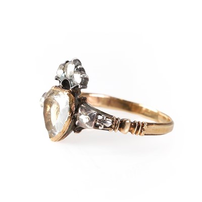 Lot 1002 - An antique rock crystal and rose cut diamond memorial ring