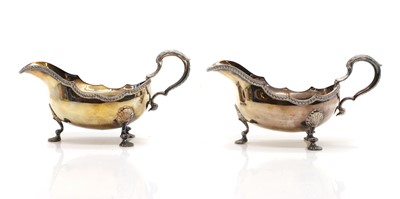 Lot 1 - A pair of George II-style silver sauce boats