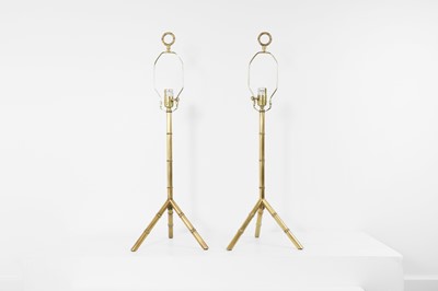 Lot 421 - A pair of brass table lamps