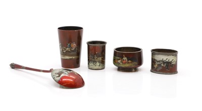 Lot 43 - A Russian silver and enamel set