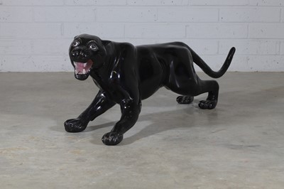 Lot 51 - An Art Deco-style black-lacquered brass panther