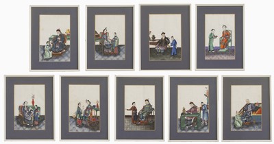 Lot 198 - A collection of nine Chinese pith paper paintings