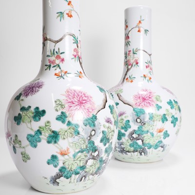 Lot 130 - A pair of Chinese famille rose vases