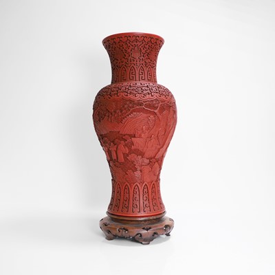 Lot 159 - A Chinese cinnabar lacquer vase