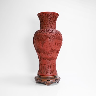 Lot 159 - A Chinese cinnabar lacquer vase