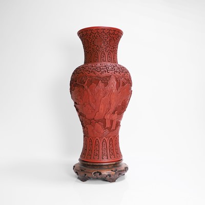 Lot 159 - A Chinese cinnabar lacquer vase