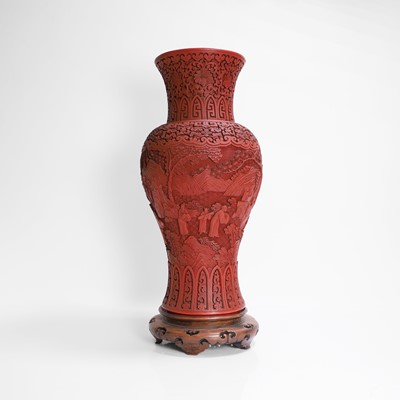 Lot 159 - A Chinese cinnabar lacquer vase