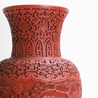 Lot 159 - A Chinese cinnabar lacquer vase