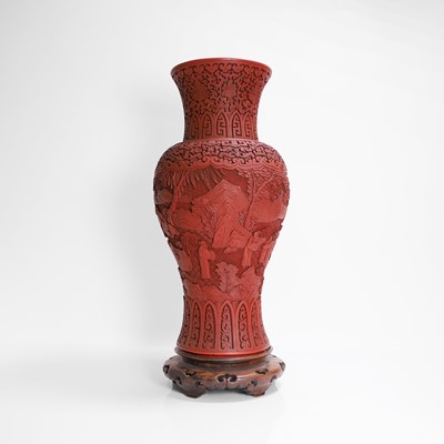 Lot 159 - A Chinese cinnabar lacquer vase