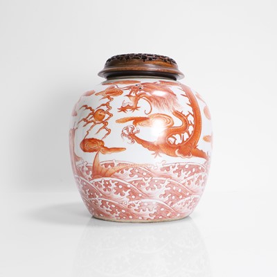 Lot 129 - A Chinese iron-red jar