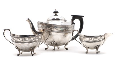 Lot 57 - A silver three piece tea service