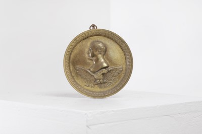 Lot 398 - A bronze round medallion of Napoleon Bonaparte