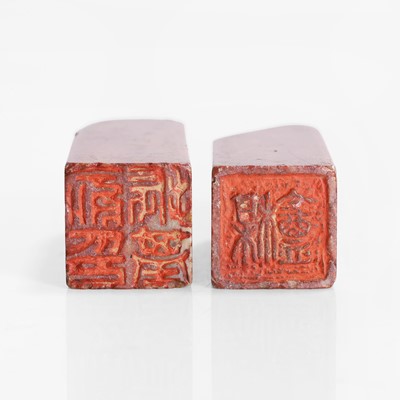 Lot 483 - A pair of Chinese soapstone seals