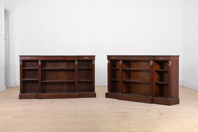 Lot 116 - A pair of Regency-style mahogany open bookcases